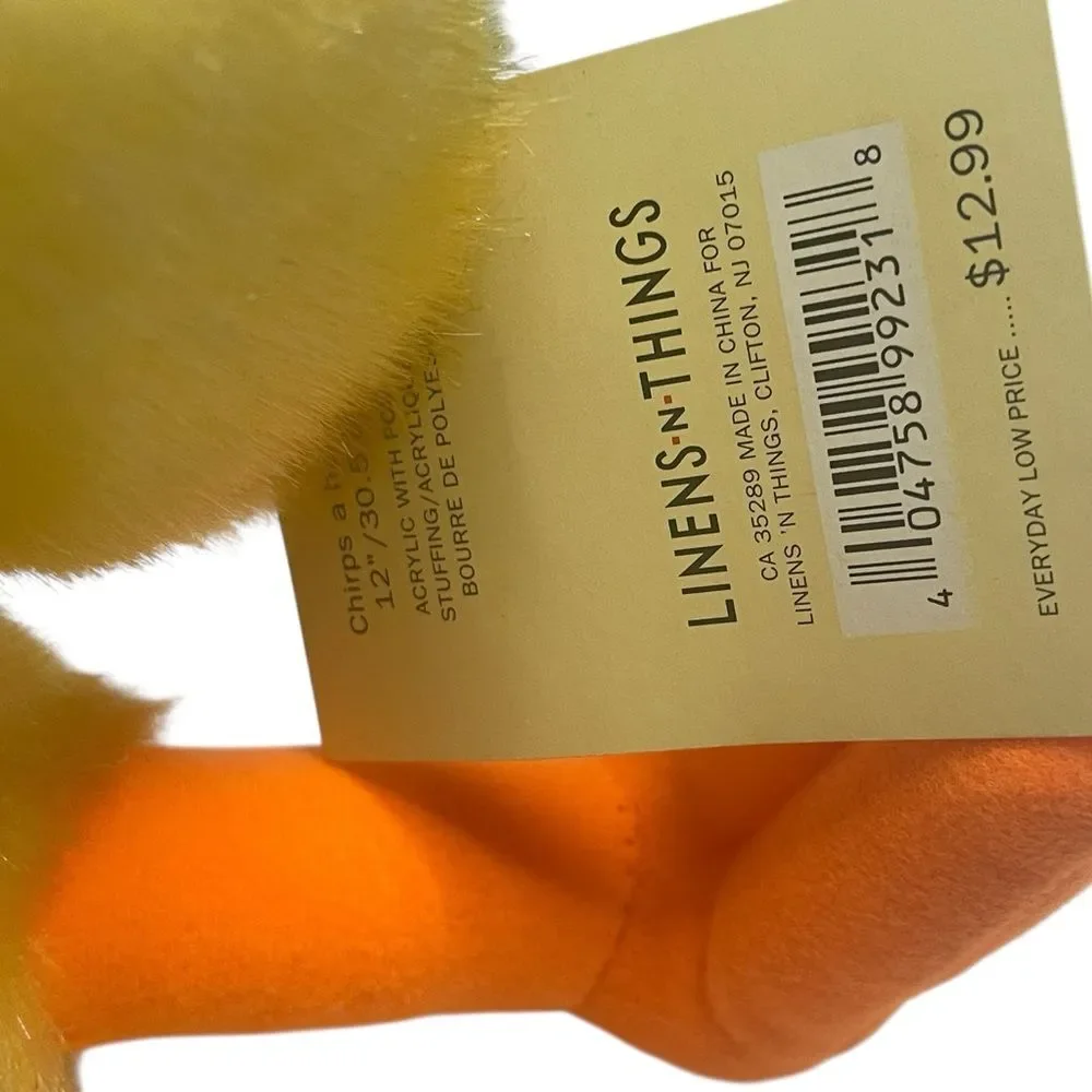 Easter Yellow Plush Duck Toy 13” stuffed animal